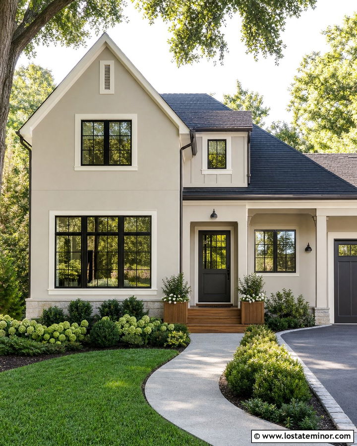 Light Greige House With Charcoal Dutch Door - 30 Greige House Design With Dutch Door Ideas