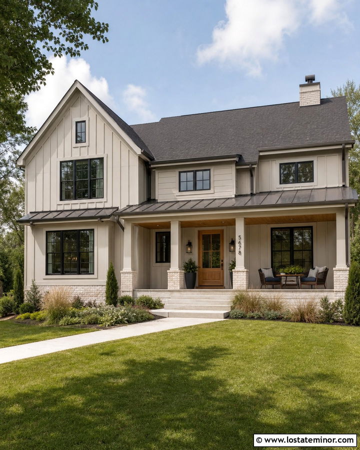 Light Greige House With Whitewashed Brick - 30 Greige House Design With Brick Accents Ideas