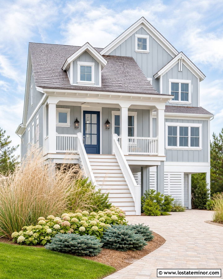 Light Grey Board and Batten Coastal House - 30 Light Grey House Design With Board and Batten Ideas