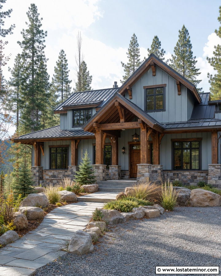 Light Grey Board and Batten Mountain House - 30 Light Grey House Design With Board and Batten Ideas
