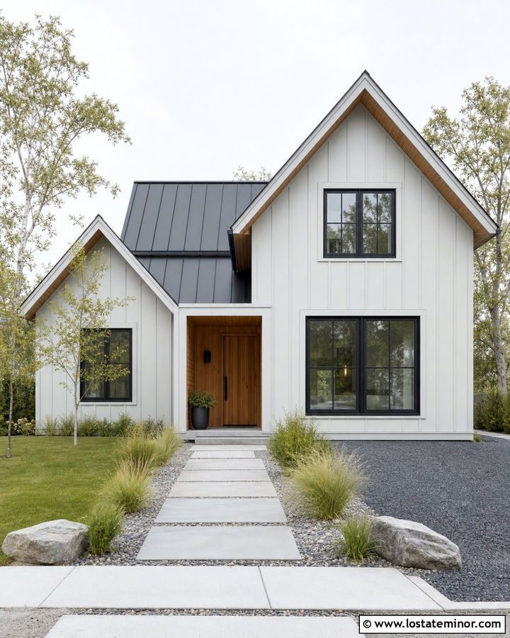 Light Grey Board and Batten Scandinavian House - 30 Light Grey House Design With Board and Batten Ideas