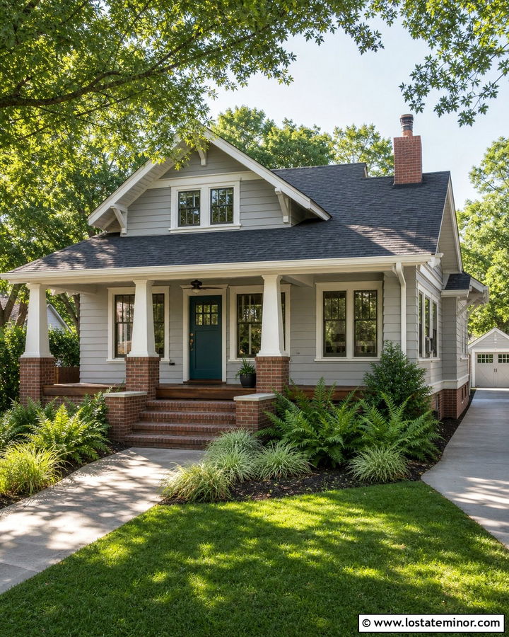 Light Grey Bungalow With Teal Dutch Door - 30 Light Grey House Design With Dutch Door Ideas