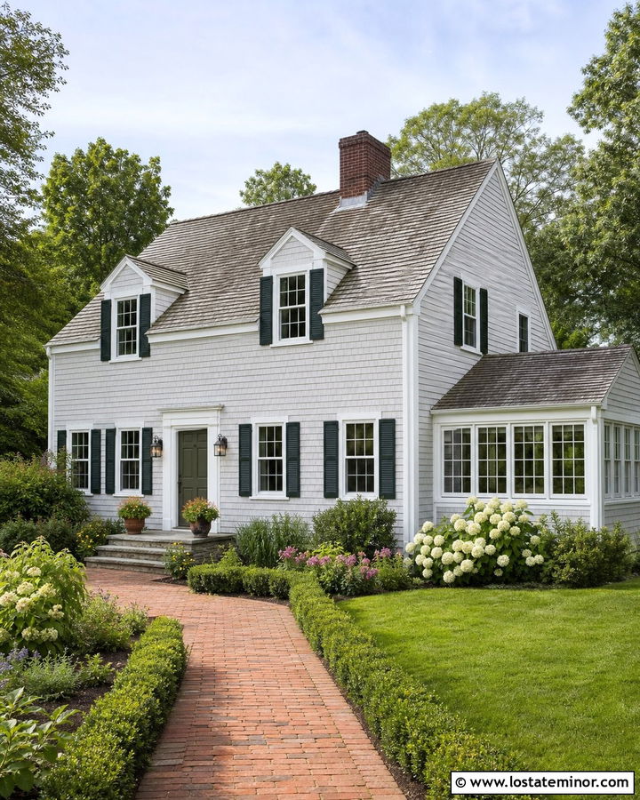 Light Grey Cape Cod House With Gabled Sunroom - 30 Light Grey House Design With Sunroom Ideas