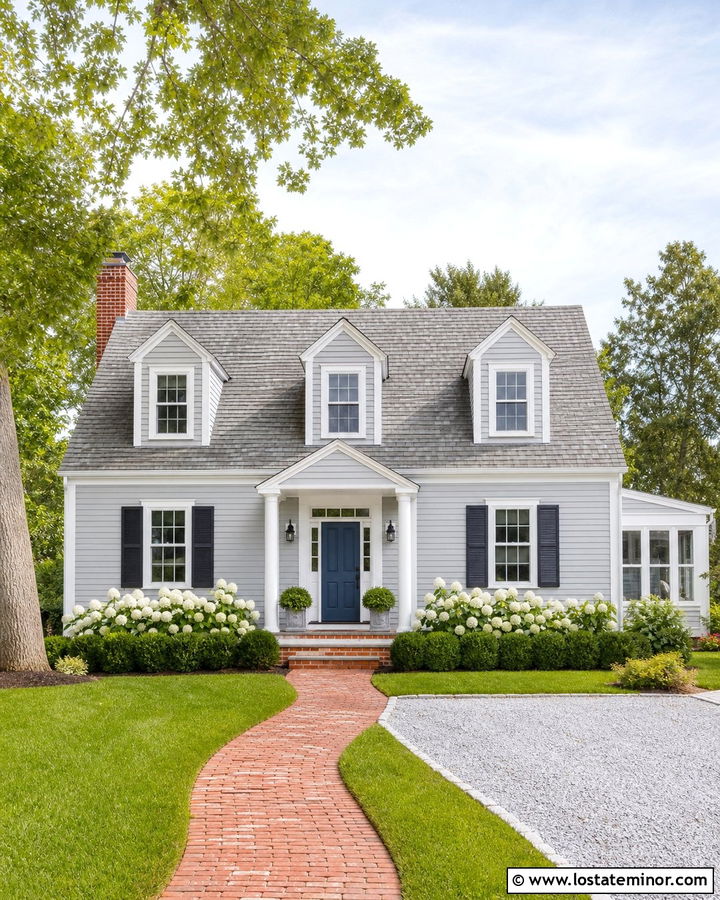 Light Grey Cape Cod With Gable Dormers - 30 Light Grey House Design With Gables Ideas