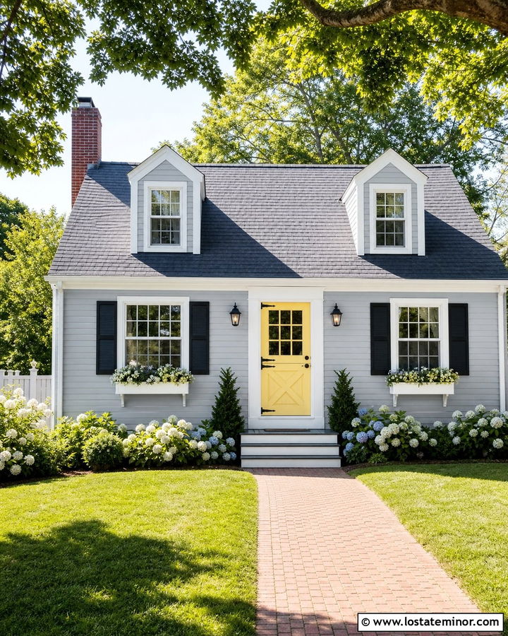 Light Grey Cape Cod With Yellow Dutch Door - 30 Light Grey House Design With Dutch Door Ideas