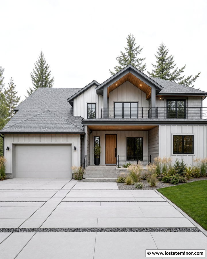 Light Grey Contemporary House With Mixed Grey Shingles - 30 Light Grey House Design With Shingles Ideas