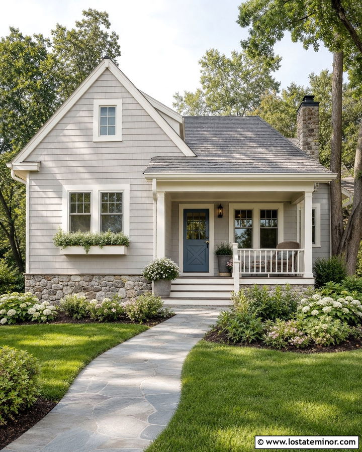 Light Grey Cottage With Blue Dutch Door - 30 Light Grey House Design With Dutch Door Ideas