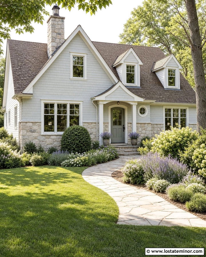 Light Grey Cottage With Limestone Wainscoting - 30 Light Grey House Design With Wainscoting Ideas