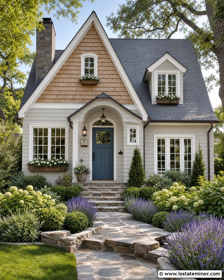 Light Grey Cottage With Steep Gables - 30 Light Grey House Design With Gables Ideas