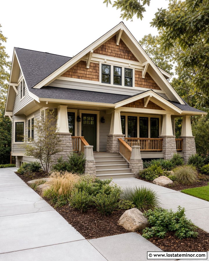 Light Grey Craftsman House With Cedar Shake - 30 Light Grey House Design With Cedar Shake Ideas