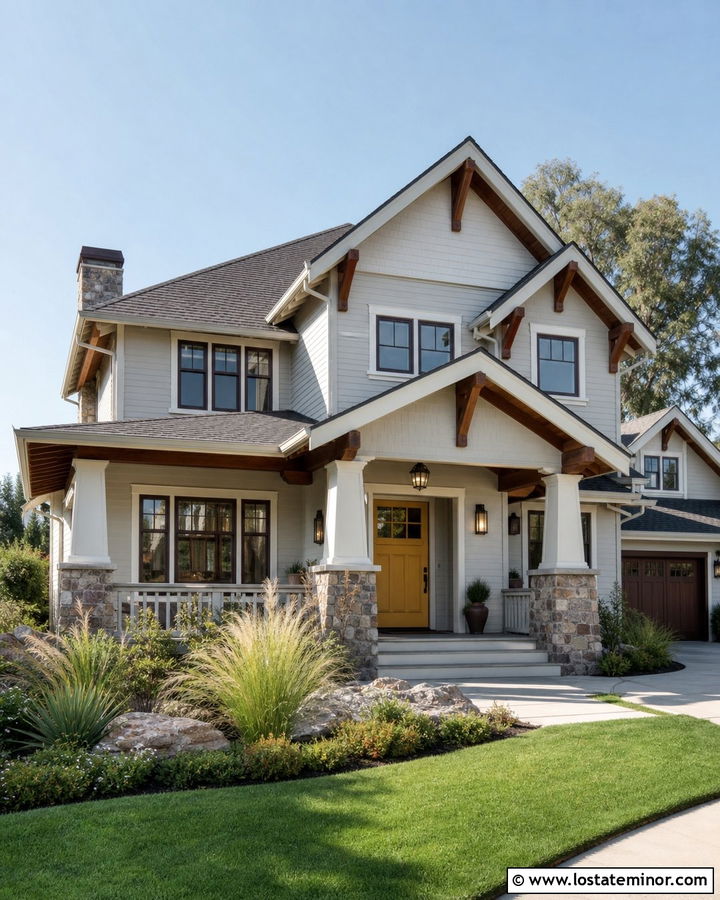 Light Grey Craftsman With Mustard Dutch Door - 30 Light Grey House Design With Dutch Door Ideas