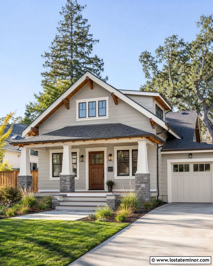 Light Grey Craftsman With Wood Dutch Door - 30 Light Grey House Design With Dutch Door Ideas
