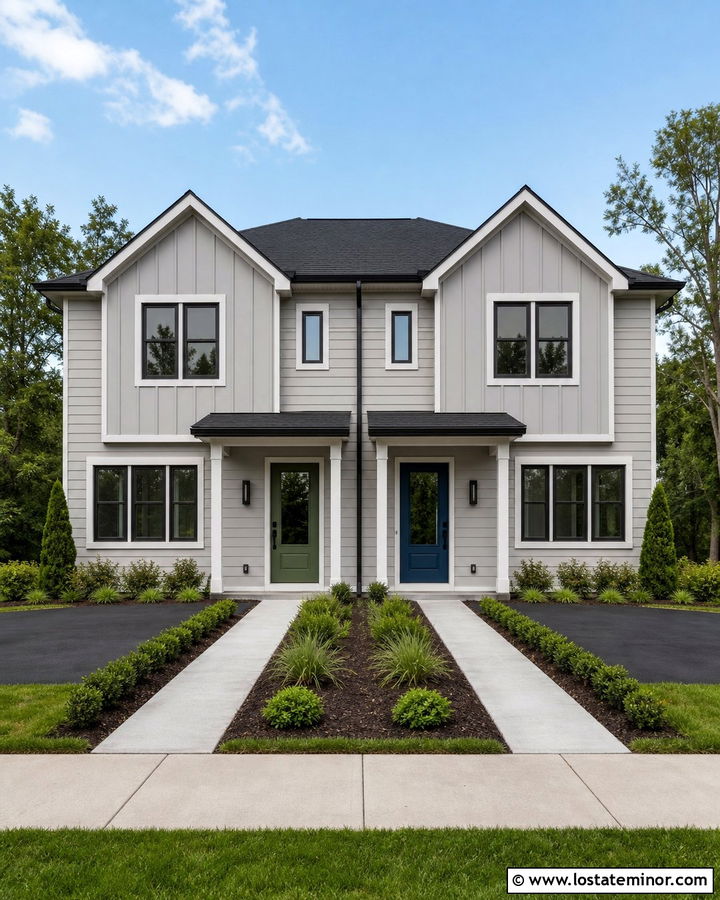 Light Grey Duplex With Matching Wall Lights - 30 Light Grey House Design With Light Fixtures Ideas
