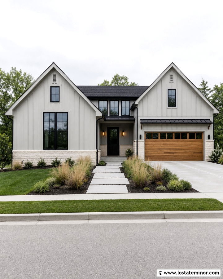 Light Grey Gable House With Black Windows - 30 Light Grey House Design With Gables Ideas