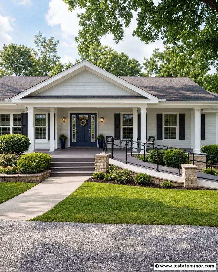 Light Grey House With Accessible Front Porch - 30 Light Grey House Design With Front Porch Ideas