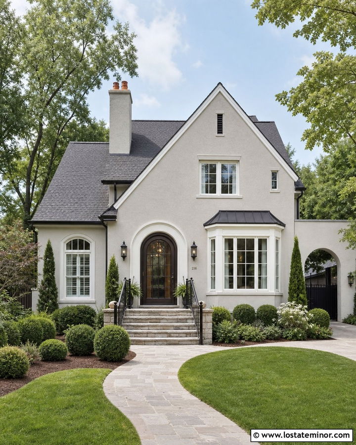 Light Grey House With Arched Screen Door - 30 Light Grey House Design With Screen Door Ideas