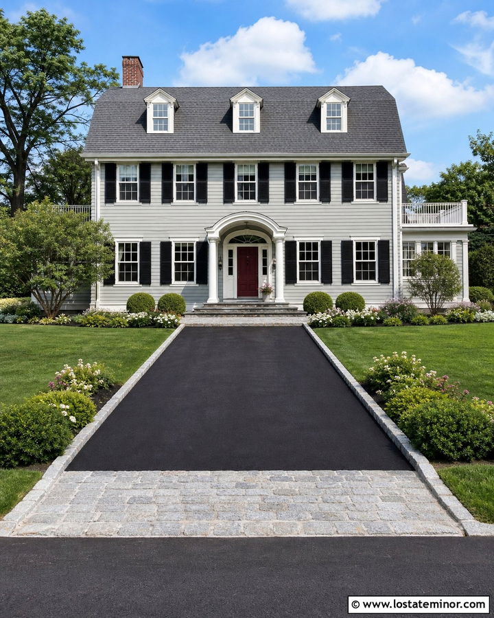 Light Grey House With Belgian Block Driveway - 30 Light Grey House Design With Driveway Ideas