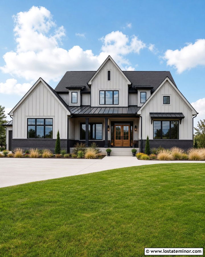 Light Grey House With Black Brick Wainscoting - 30 Light Grey House Design With Wainscoting Ideas