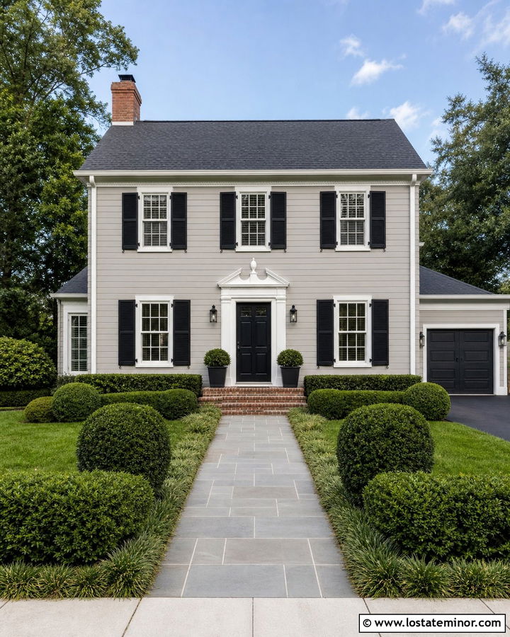 Light Grey House With Black Front Door - 30 Light Grey House Design With Entry Door Ideas