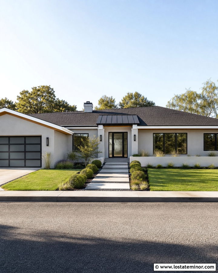 Light Grey House With Black Glass Front Door - 30 Light Grey House Design With Entry Door Ideas