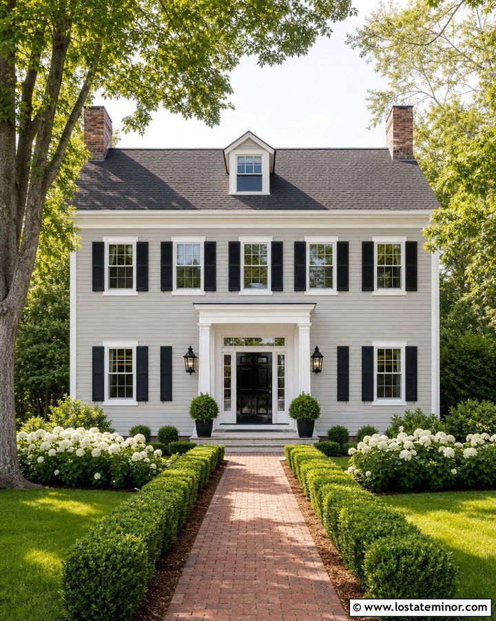 Light Grey House With Black Lanterns - 30 Light Grey House Design With Lighting Ideas