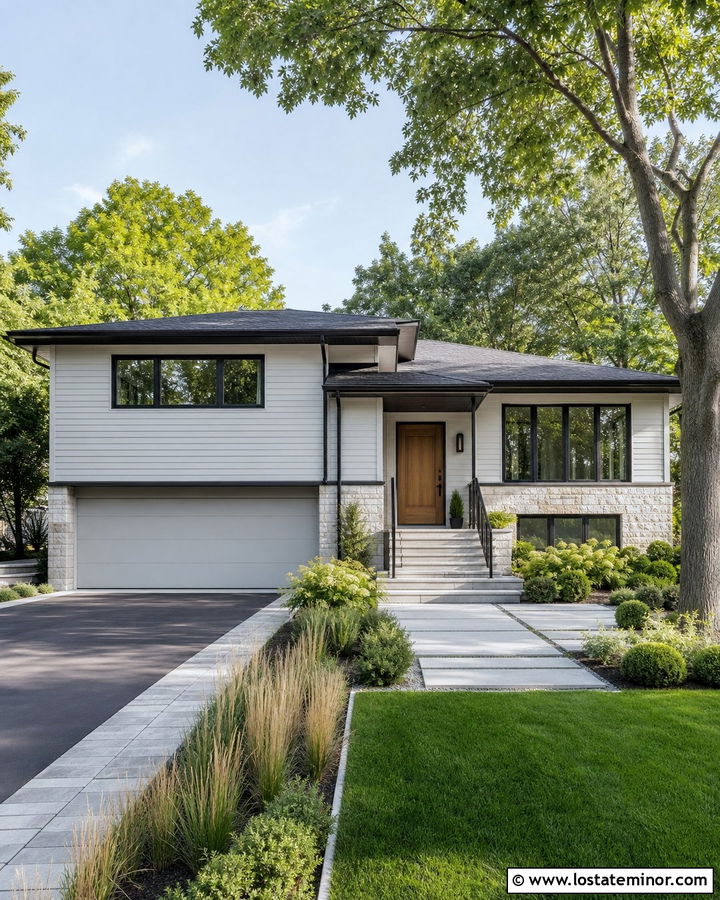 Light Grey House With Black Roof And Matching Garage Door - 30 Light Grey House Design With Garage Door Ideas