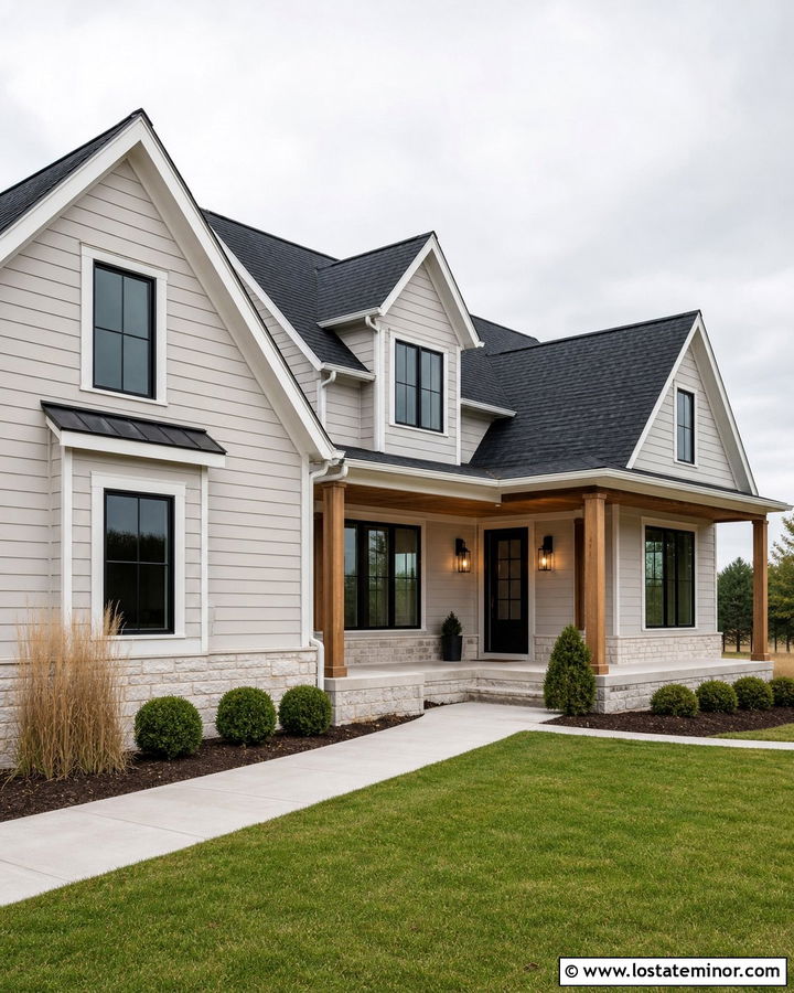 Light Grey House With Black Shingle Roof - 30 Light Grey House Design With Roof Ideas