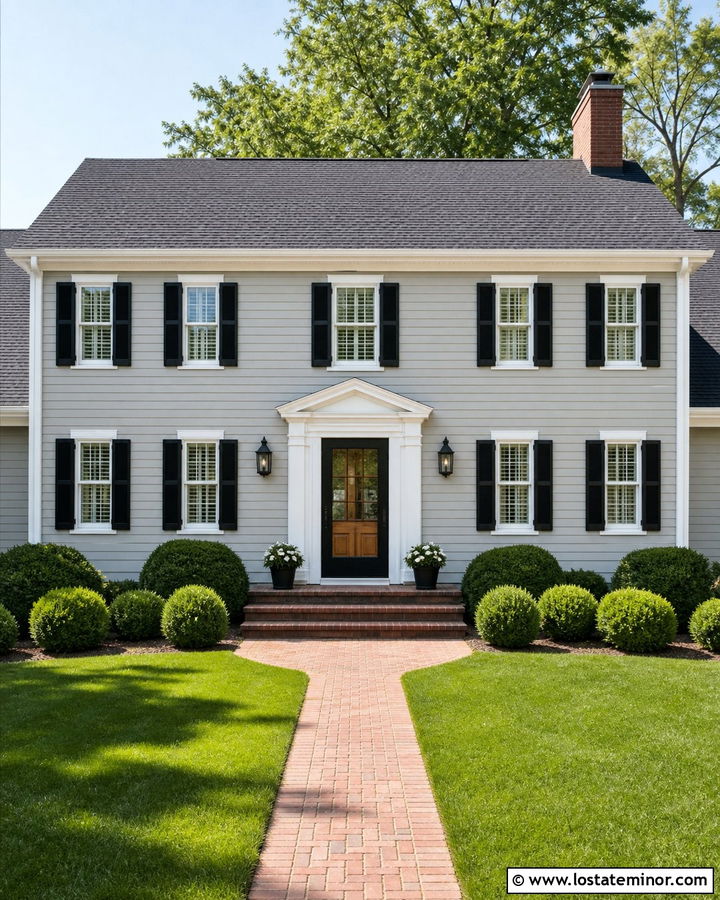 Light Grey House With Black Storm Door - 30 Light Grey House Design With Storm Door Ideas