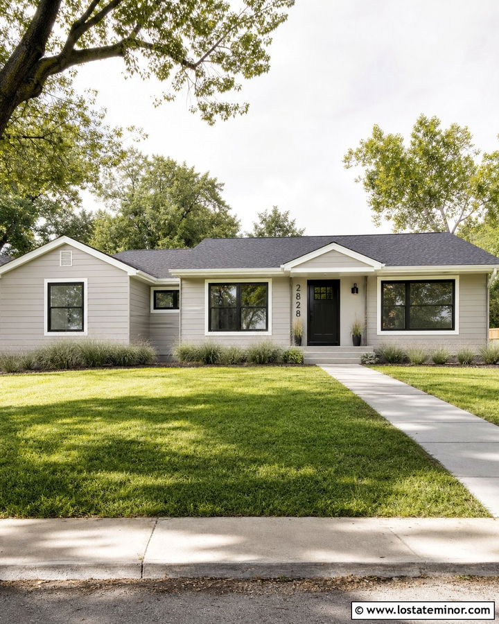 Light Grey House With Black Vertical Numbers - 30 Light Grey House Design With House Numbers Ideas