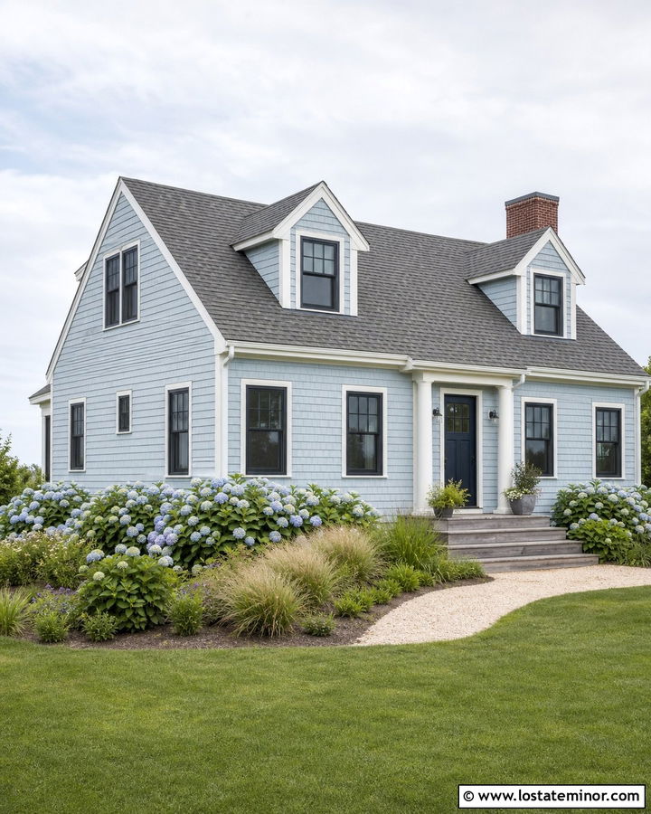 Light Grey House With Blue Grey Window Frames - 30 Light Grey House Design With Window Frames Ideas