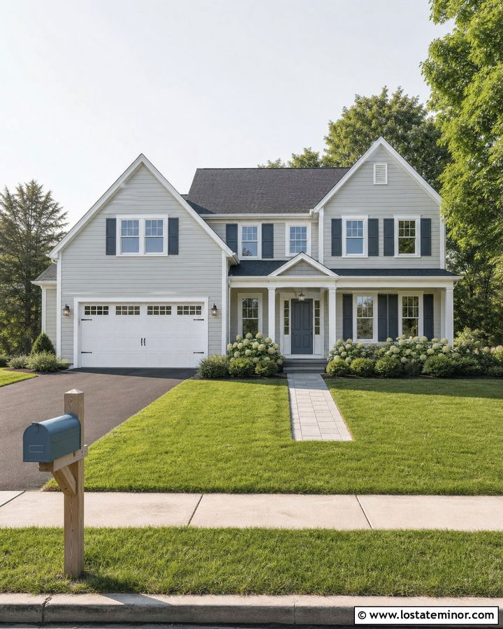Light Grey House With Blue Mailbox - 30 Light Grey House Design With Mailbox Ideas