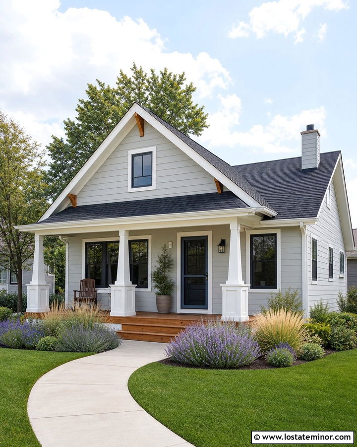 Light Grey House With Blue Storm Door - 30 Light Grey House Design With Storm Door Ideas