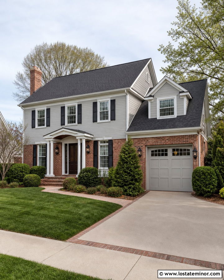 Light Grey House With Brick And Charcoal Shingles - 30 Light Grey House Design With Shingles Ideas