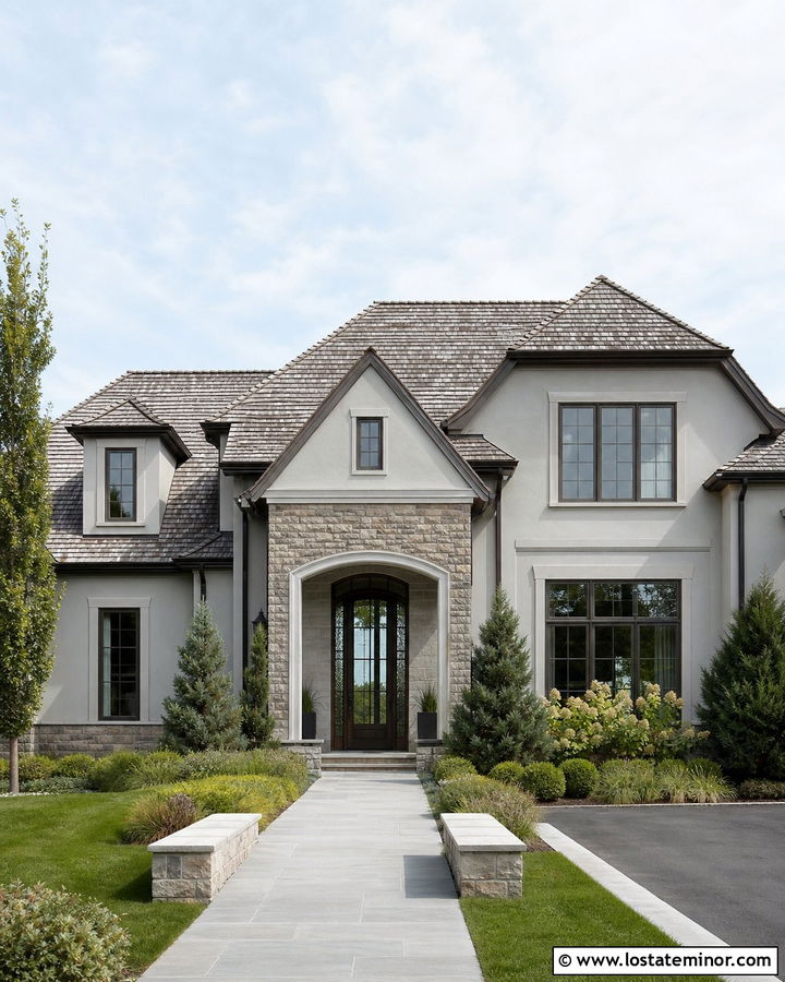Light Grey House With Bronze Front Door - 30 Light Grey House Design With Front Door Ideas