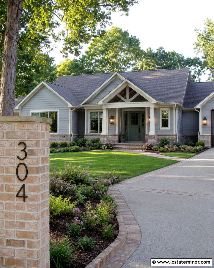 Light Grey House With Bronze Numbers On Brick - 30 Light Grey House Design With House Numbers Ideas