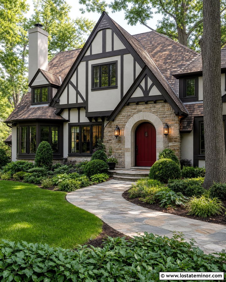 Light Grey House With Burgundy Front Door - 30 Light Grey House Design With Front Door Ideas