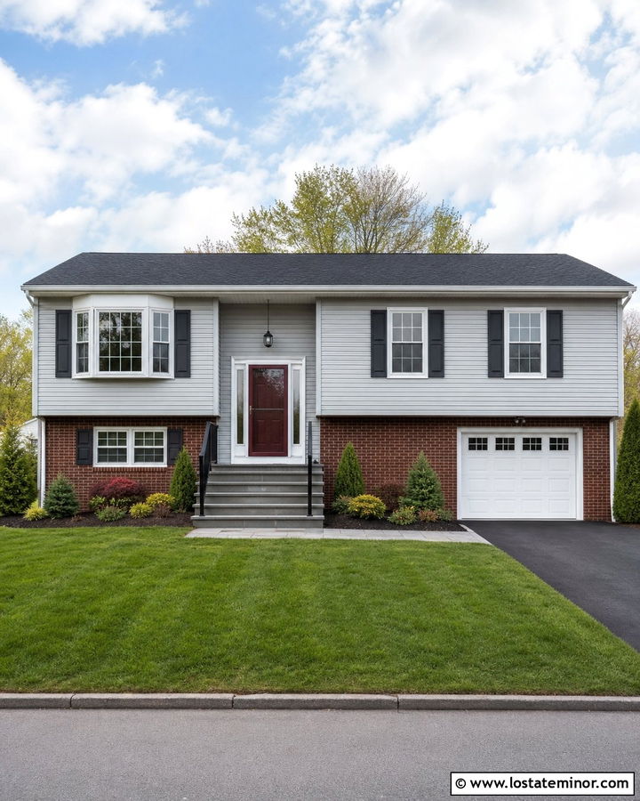 Light Grey House With Burgundy Storm Door - 30 Light Grey House Design With Storm Door Ideas