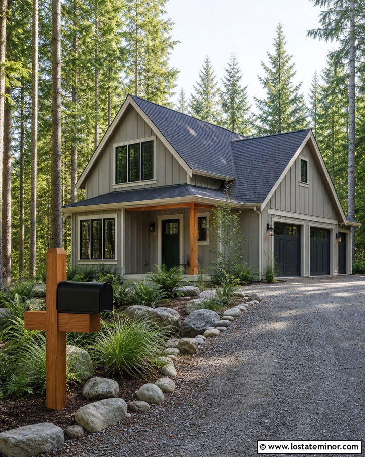 Light Grey House With Cedar Mailbox Post - 30 Light Grey House Design With Mailbox Ideas