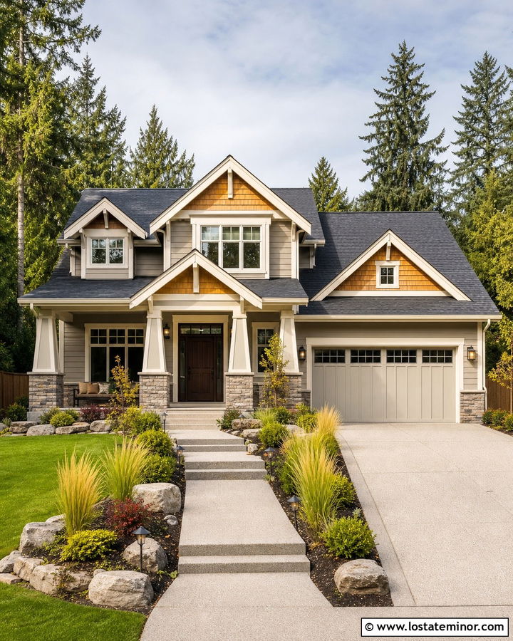 Light Grey House With Cedar Shake And Stone - 30 Light Grey House Design With Cedar Shake Ideas