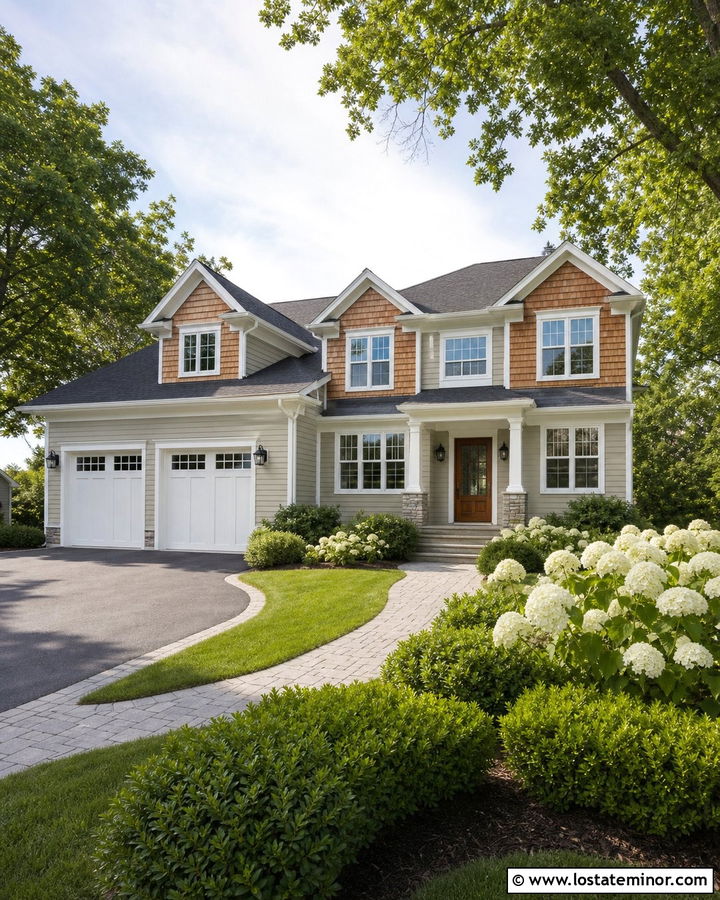 Light Grey House With Cedar Shake And White Trim - 30 Light Grey House Design With Cedar Shake Ideas