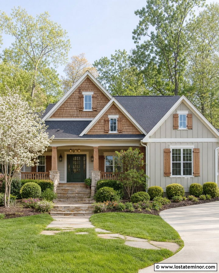 Light Grey House With Cedar Shutters And Shake Gables - 30 Light Grey House Design With Cedar Shake Ideas