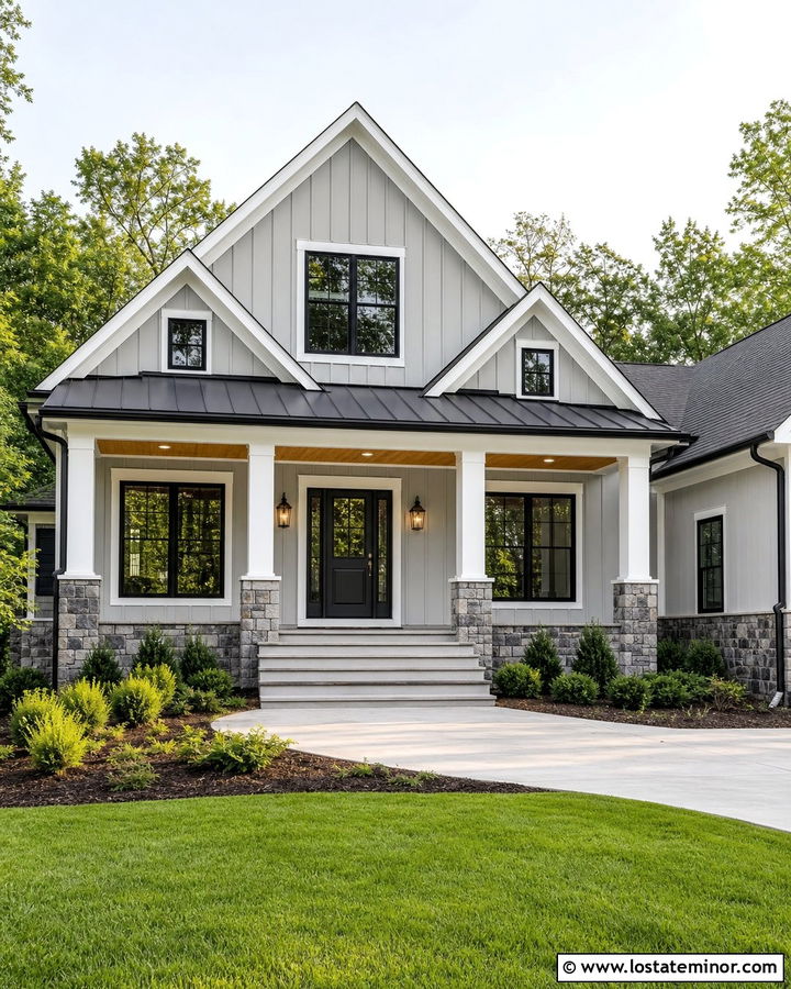 Light Grey House With Charcoal Front Door - 30 Light Grey House Design With Entry Door Ideas