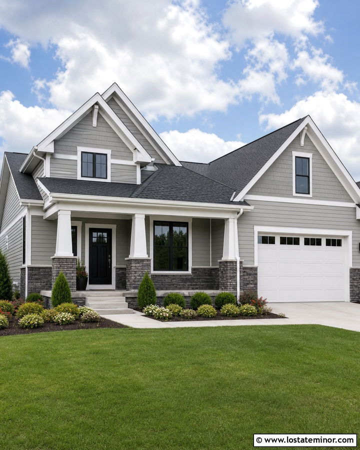Light Grey House With Charcoal Stone Wainscoting - 30 Light Grey House Design With Wainscoting Ideas