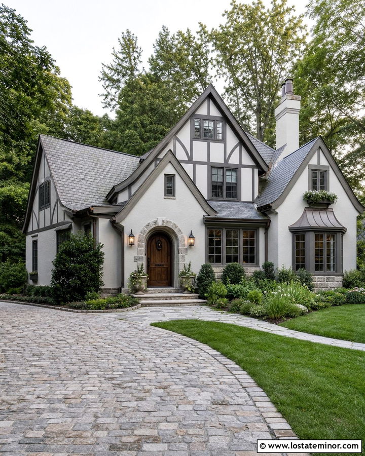 Light Grey House With Cobblestone Driveway - 30 Light Grey House Design With Driveway Ideas