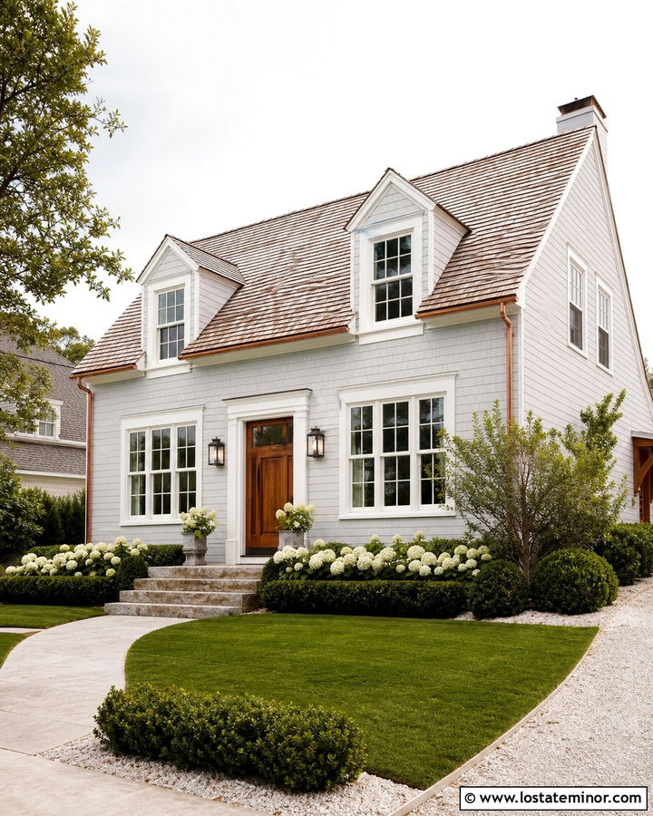 Light Grey House With Copper Gutters And Cedar Shingles - 30 Light Grey House Design With Shingles Ideas