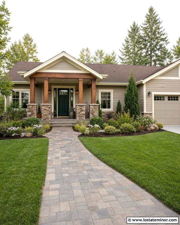 Light Grey House With Covered Entry Walkway - 30 Light Grey House Design With Walkway Ideas