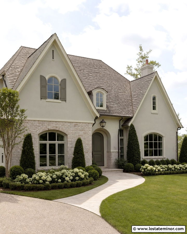 Light Grey House With Cream Brick Wainscoting - 30 Light Grey House Design With Wainscoting Ideas