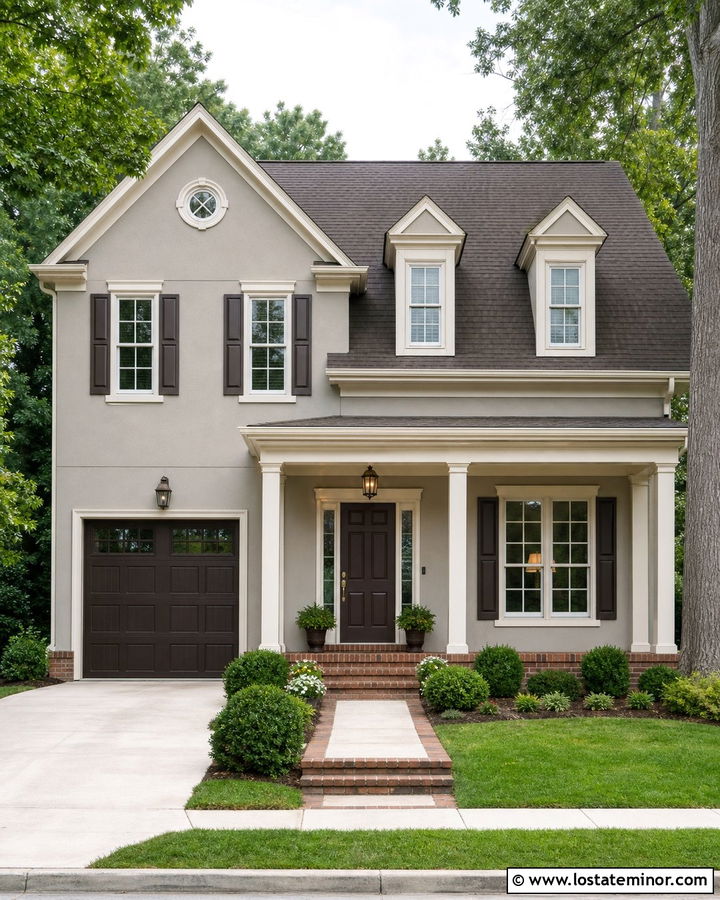 Light Grey House With Dark Brown Front Door - 30 Light Grey House Design With Front Door Ideas