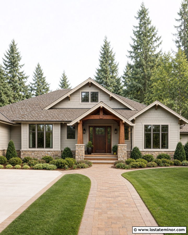 Light Grey House With Dark Brown Front Door - 30 Light Grey House Design With Entry Door Ideas