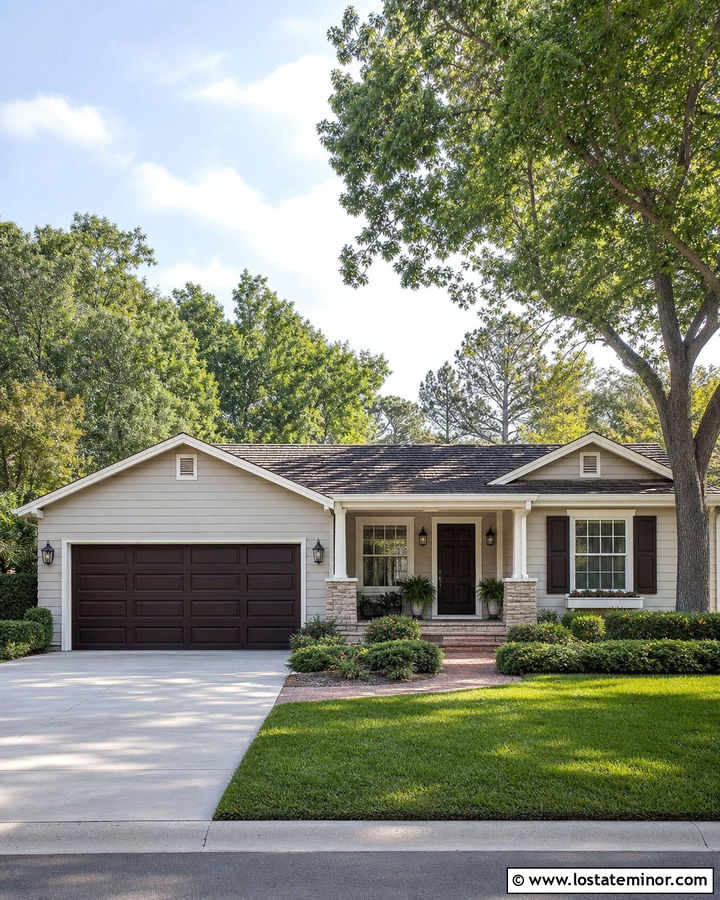 Light Grey House With Dark Brown Garage Door - 30 Light Grey House Design With Garage Door Ideas